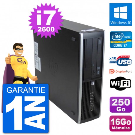 PC HP 8300 Elite SFF Intel i7-2600 RAM 16Go Disque Dur 250Go Windows 10 Wifi