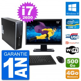 PC HP 8300 SFF Ecran 19" Intel i7-2600 RAM 4Go Disque 500Go Windows 10 Wifi