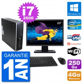 PC HP 8300 SFF Ecran 22" Intel i7-2600 RAM 4Go Disque 250Go Windows 10 Wifi