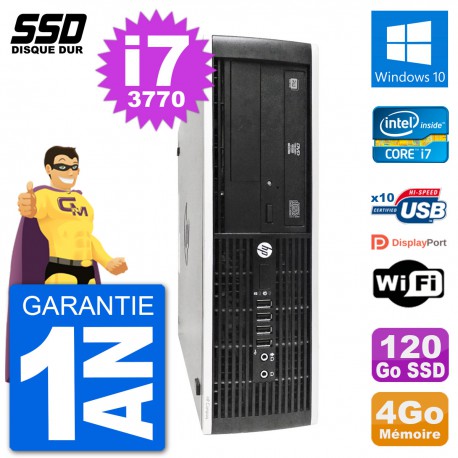 PC HP 8300 Elite SFF Intel i7-3770 RAM 4Go SSD 120Go Windows 10 Wifi