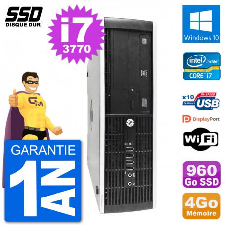 PC HP 8300 Elite SFF Intel i7-3770 RAM 4Go SSD 960Go Windows 10 Wifi
