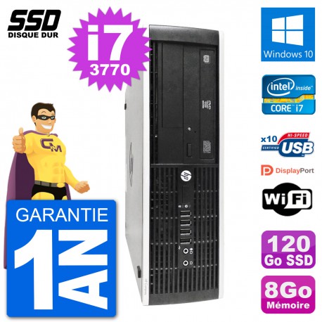 PC HP 8300 Elite SFF Intel i7-3770 RAM 8Go SSD 120Go Windows 10 Wifi