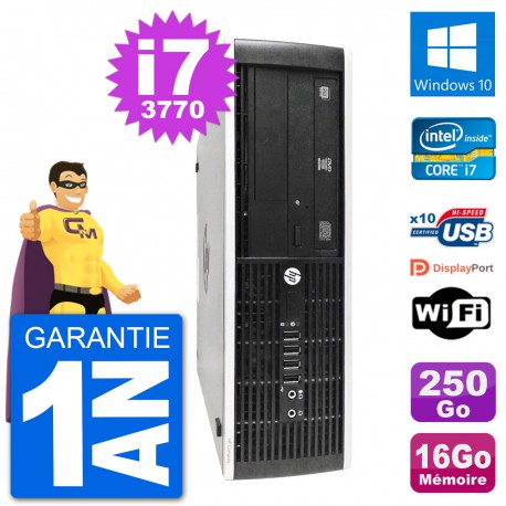 PC HP 8300 Elite SFF Intel i7-3770 RAM 16Go Disque Dur 250Go Windows 10 Wifi