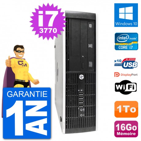 PC HP 8300 Elite SFF Intel i7-3770 RAM 16Go Disque Dur 1To Windows 10 Wifi