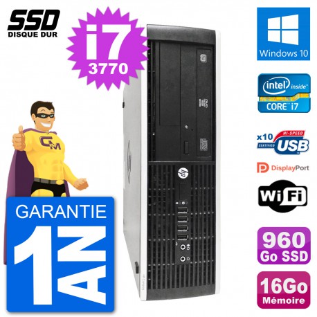 PC HP 8300 Elite SFF Intel i7-3770 RAM 16Go SSD 960Go Windows 10 Wifi