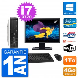 PC HP 8300 SFF Ecran 27" Intel i7-3770 RAM 4Go Disque Dur 1To Windows 10 Wifi