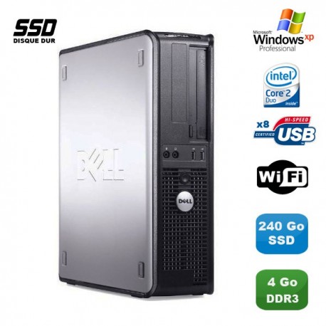 PC DELL Optiplex 380 DT Core 2 Duo E7500 2,92Ghz 4Go DDR3 240Go SSD Win Xp Pro