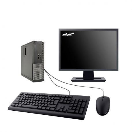 PC Dell 3010 SFF Ecran 22" Intel I3-3220 RAM 8Go SSD 250Go HDMI Wifi W11