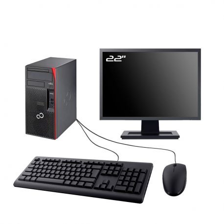 PC Fujitsu Esprimo P558 MT Ecran 22" Intel I3-8100 RAM 16Go SSD 240Go Wifi W11