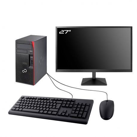 PC Fujitsu Esprimo P558 MT Ecran 27" Intel I7-8700 RAM 16Go SSD 4To Wifi W11