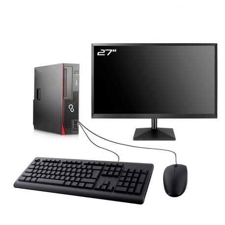 PC Fujitsu D756 85+ SFF Ecran 27" Intel G4400 RAM 16Go SSD 250Go Wifi W11