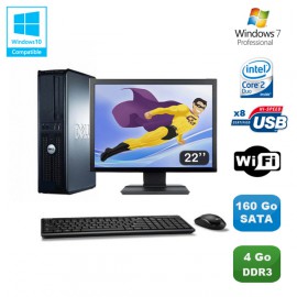 Lot PC DELL Optiplex 380 DT Core 2 Duo E7500 2,92Ghz 4Go DDR3 160Go W7 Pro +22"