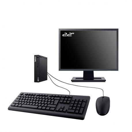 PC Lenovo M70q Tiny Ecran 22" Intel I7-10700T RAM 8Go SSD 250Go HDMI Wifi W11