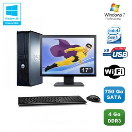 Lot PC DELL Optiplex 380 DT Core 2 Duo E7500 2,92Ghz 4Go DDR3 750Go W7 Pro +17"