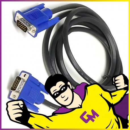 Câble VGA Mâle vers VGA Mâle SUB-D 15 Broches Cordon Video PC Moniteur Ecran