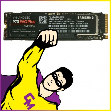 SSD NVMe M.2 2280 500Go Samsung MZ-V7S500 970 EVO Plus Clé M