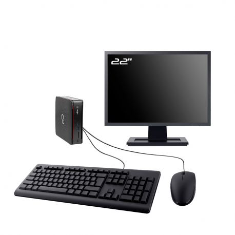 PC Fujitsu Q920 Mini Ecran 22" Intel I5-4570T RAM 16Go SSD 250Go W11 Wifi