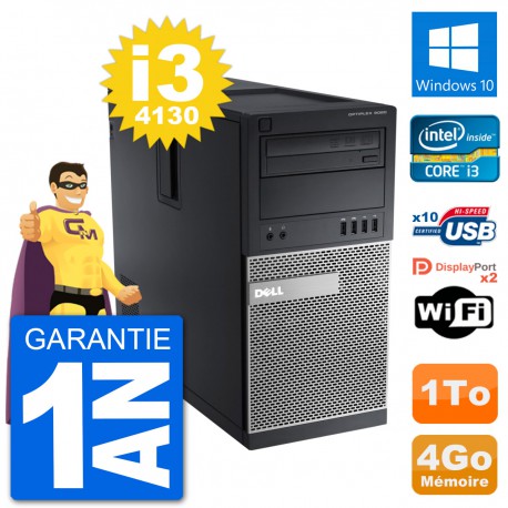 PC Tour Dell 9020 Intel Core i3-4130 RAM 4Go Disque Dur 1To Windows 10 Wifi