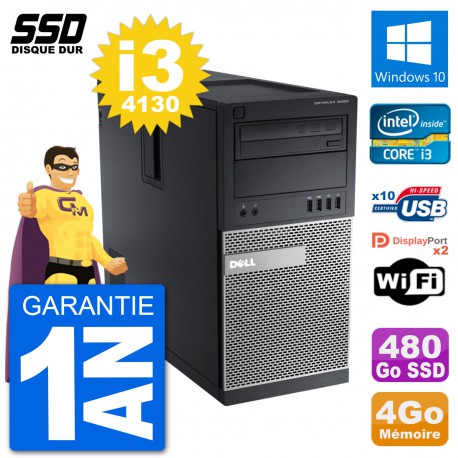PC Tour Dell OptiPlex 9020 Intel Core i3-4130 RAM 4Go SSD 480Go Windows 10 Wifi