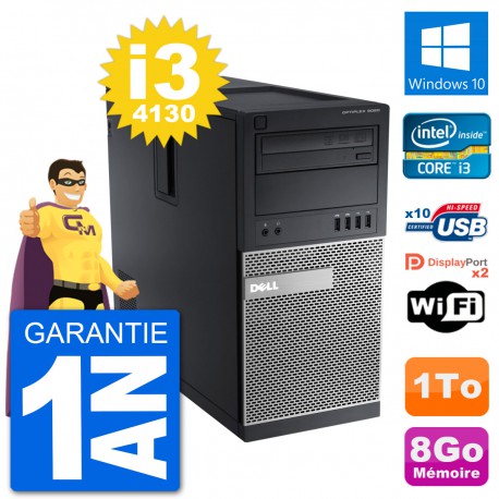 PC Tour Dell 9020 Intel Core i3-4130 RAM 8Go Disque Dur 1To Windows 10 Wifi