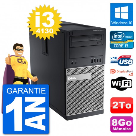 PC Tour Dell 9020 Intel Core i3-4130 RAM 8Go Disque Dur 2To Windows 10 Wifi
