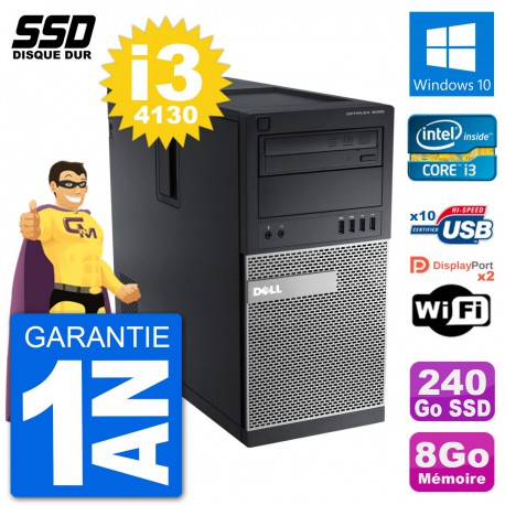 PC Tour Dell OptiPlex 9020 Intel Core i3-4130 RAM 8Go SSD 240Go Windows 10 Wifi