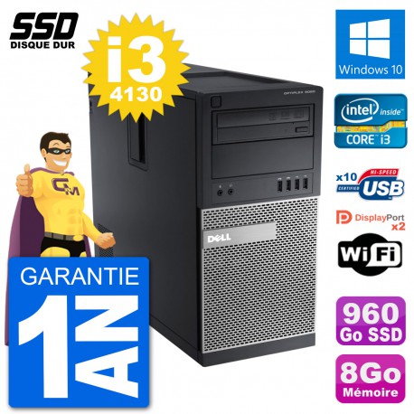 PC Tour Dell OptiPlex 9020 Intel Core i3-4130 RAM 8Go SSD 960Go Windows 10 Wifi