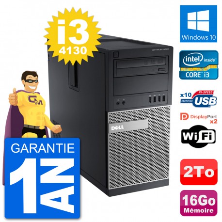 PC Tour Dell 9020 Intel Core i3-4130 RAM 16Go Disque Dur 2To Windows 10 Wifi
