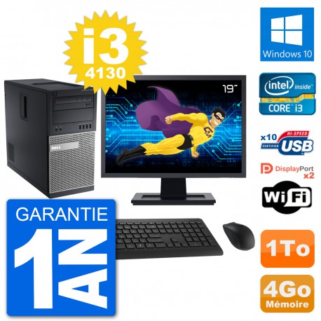 PC Tour Dell 9020 Ecran 19" Intel i3-4130 RAM 4Go Disque 1To Windows 10 Wifi