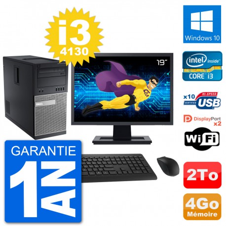 PC Tour Dell 9020 Ecran 19" Intel i3-4130 RAM 4Go Disque 2To Windows 10 Wifi