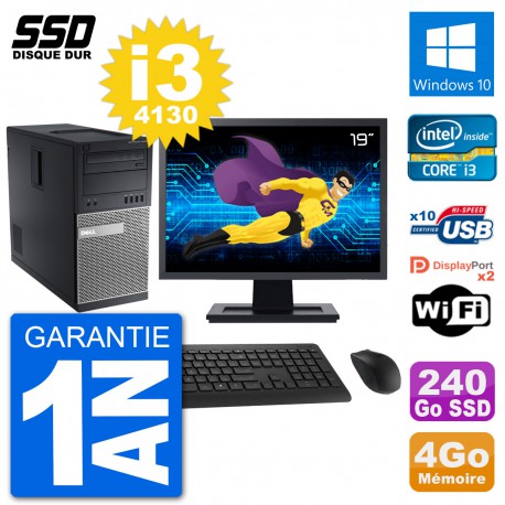 PC Tour Dell 9020 Ecran 19" Intel Core i3-4130 RAM 4Go SSD 240Go Windows 10 Wifi