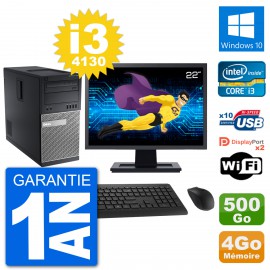 PC Tour Dell 9020 Ecran 22" Intel i3-4130 RAM 4Go Disque 500Go Windows 10 Wifi