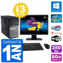 PC Tour Dell 9020 Ecran 22" Intel i3-4130 RAM 8Go Disque 250Go Windows 10 Wifi