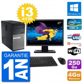 PC Tour Dell 9020 Ecran 27" Intel i3-4130 RAM 4Go Disque 250Go Windows 10 Wifi