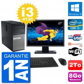 PC Tour Dell 9020 Ecran 27" Intel i3-4130 RAM 8Go Disque 2To Windows 10 Wifi