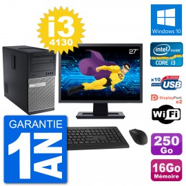 PC Tour Dell 9020 Ecran 27" Intel i3-4130 RAM 16Go Disque 250Go Windows 10 Wifi