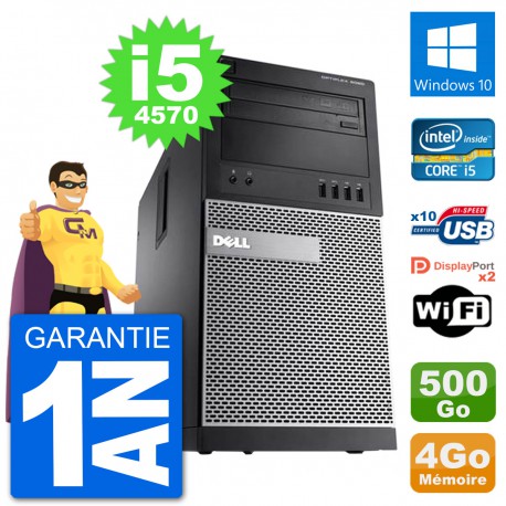 PC Tour Dell 9020 Intel Core i5-4570 RAM 4Go Disque Dur 500Go Windows 10 Wifi