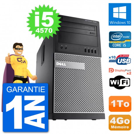 PC Tour Dell 9020 Intel Core i5-4570 RAM 4Go Disque Dur 1To Windows 10 Wifi