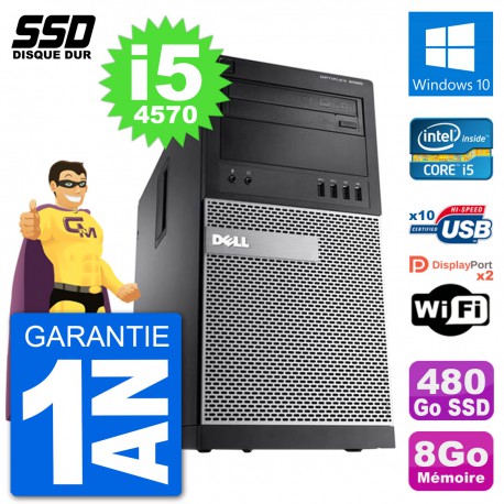 PC Tour Dell OptiPlex 9020 Intel Core i5-4570 RAM 8Go SSD 480Go Windows 10 Wifi