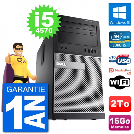 PC Tour Dell 9020 Intel Core i5-4570 RAM 16Go Disque Dur 2To Windows 10 Wifi
