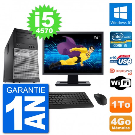 PC Tour Dell 9020 Ecran 19" Intel i5-4570 RAM 4Go Disque 1To Windows 10 Wifi
