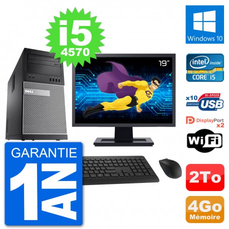 PC Tour Dell 9020 Ecran 19" Intel i5-4570 RAM 4Go Disque 2To Windows 10 Wifi