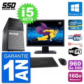PC Tour Dell 9020 Ecran 19" Intel i5-4570 RAM 16Go SSD 960Go Windows 10 Wifi