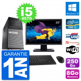 PC Tour Dell 9020 Ecran 22" Intel i5-4570 RAM 8Go Disque 250Go Windows 10 Wifi