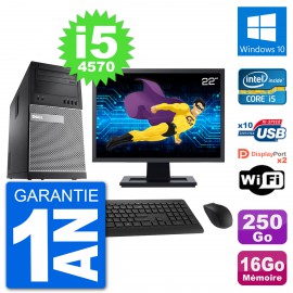 PC Tour Dell 9020 Ecran 22" Intel i5-4570 RAM 16Go Disque 250Go Windows 10 Wifi