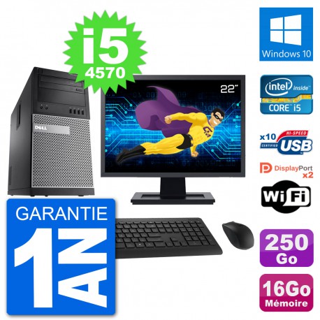 PC Tour Dell 9020 Ecran 22" Intel i5-4570 RAM 16Go Disque 250Go Windows 10 Wifi