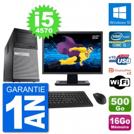 PC Tour Dell 9020 Ecran 22" Intel i5-4570 RAM 16Go Disque 500Go Windows 10 Wifi