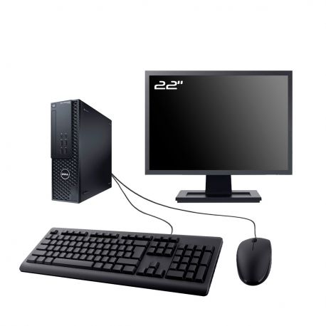 PC Dell OptiPlex T1700 SFF Ecran 22" Intel I7-4770 RAM 8Go SSD 250Go Wifi W11