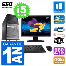 PC Tour Dell 9020 Ecran 27" Intel Core i5-4570 RAM 4Go SSD 960Go Windows 10 Wifi
