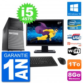 PC Tour Dell 9020 Ecran 27" Intel i5-4570 RAM 8Go Disque 1To Windows 10 Wifi